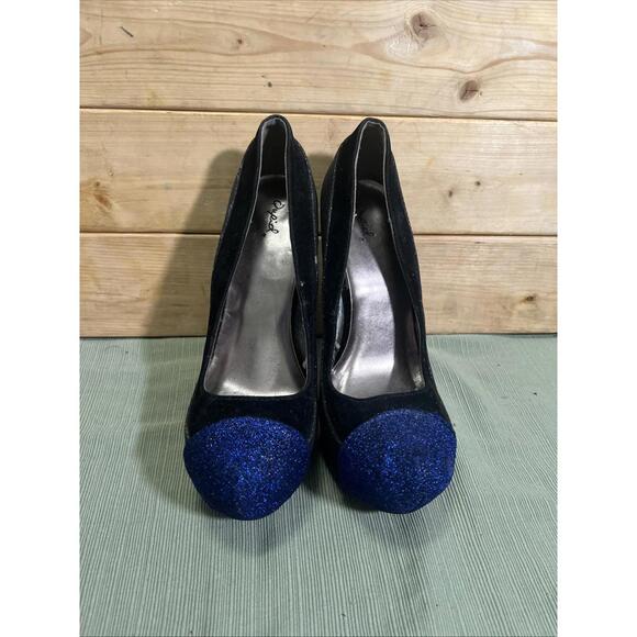 Qupid Black Glitter Platform 6" Stiletto Stripper Heels Sz 7.5 Daydream-45 Pumps - Picture 2 of 8